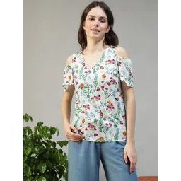 Oxolloxo Floral Printed Cold-Shoulder Sleeves Top-picture-32