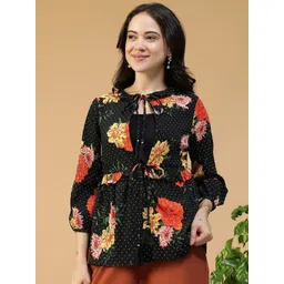 Oxolloxo Floral Printed Tie-Up Shrug-picture-29