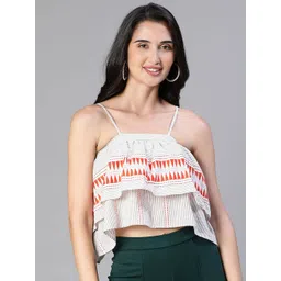 Oxolloxo Geometric Embroidered Layered Shoulder Strap Cotton Regular CropTop-picture-10
