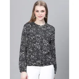 Oxolloxo Geometric Printed Mandarin Collar Lightweight Tailored Jacket-picture-48