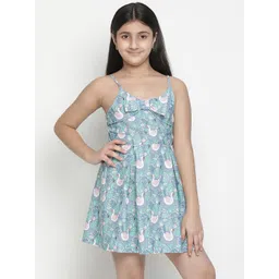 Oxolloxo Girls Blue & Off White Satin Dress-picture-20