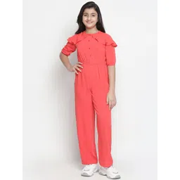 Oxolloxo Girls Coral Solid Basic Jumpsuit with Layered Sleeve Styling-picture-19