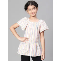 Oxolloxo Girls Striped Print Round Neck Cotton Girl Top-image-19