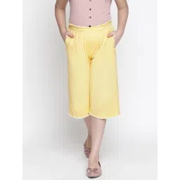 Oxolloxo Girls Yellow Pleated Culottes Trousers-picture-52