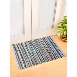 Oxolloxo Green & Grey Striped Woven Design Rectangle Floor Mats & Dhurries-image-47