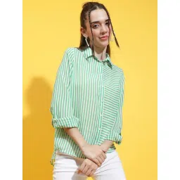 Oxolloxo Green & White Striped Shirt-picture-44