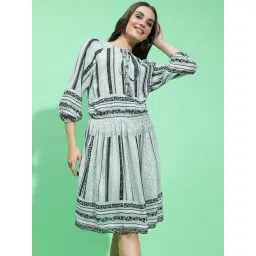 Oxolloxo Grey & Black Printed A Line Dress-picture-34