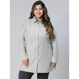 Oxolloxo Grey & White Cotton Striped Shirt-picture-14