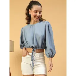 Oxolloxo Grey Boxy Fit Crop Top-picture-32