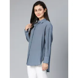 Oxolloxo Grey Cotton Regular Fit Shirt image 3