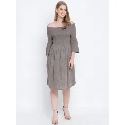 Oxolloxo Grey Printed Fit & Flare Dress-picture-31