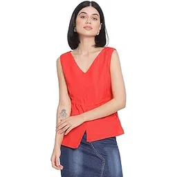 oxolloxo High Low Tie Me Women's Linen Blend Top-picture-38