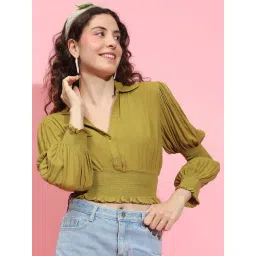 Oxolloxo Khaki Regular Fit Crop Top-picture-16