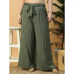 Oxolloxo Khaki Regular Fit Striped Trousers-picture-24