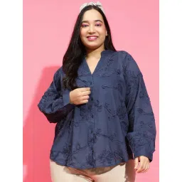 Oxolloxo Navy Cotton Embroidered Shirt-picture-26