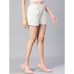 Oxolloxo Off White Cotton Regular Fit Shorts image 3