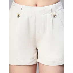 Oxolloxo Off White Cotton Regular Fit Shorts image 5