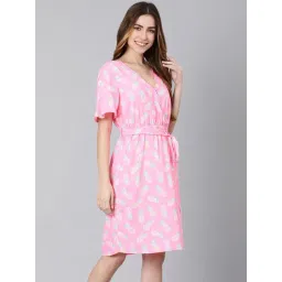 Oxolloxo Pink Printed A Line Dress-picture-20