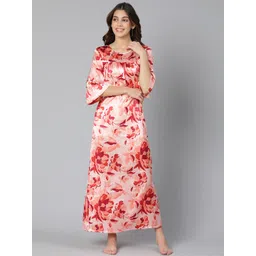 Oxolloxo Pink Printed Maxi Nightdress-picture-41