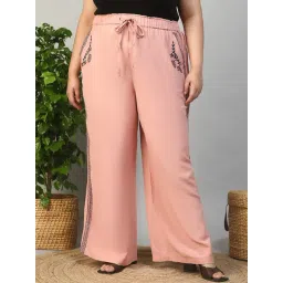 Oxolloxo Pink Relaxed Fit Embroidered Pants-picture-19