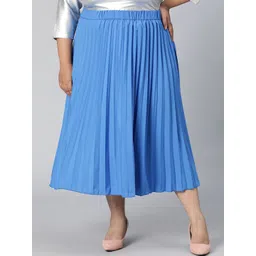 Oxolloxo Pleated Tiered Plus Size Midi Skirts-picture-22
