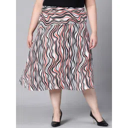 Oxolloxo Plus Size Abstract Printed A-Line Midi Skirt-picture-31