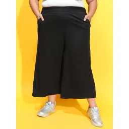 Oxolloxo Plus Size Black Regular Fit Mid Rise Culottes-picture-17
