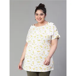 Oxolloxo Plus Size Floral Printed Button Detail Tunic-picture-23