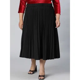 Oxolloxo Plus Size Pleated Midi Flared Plus Size Skirt-picture-42