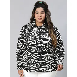 Oxolloxo Plus Size Relaxed Animal Printed Casual Shirt-picture-17
