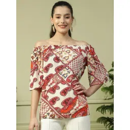 Oxolloxo Red Regular Fit Paisley Top-picture-18