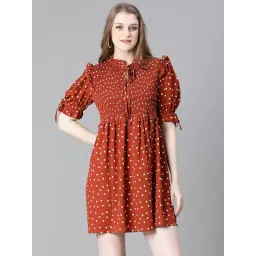 Oxolloxo Rust & White Printed A Line Dress-picture-21