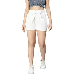 oxolloxo Sand Brown tie -Knotted Women Casual Shorts-picture-33