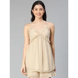 Oxolloxo Sleeveless Ruffled Longline Lounge Top-picture-37