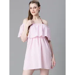 Oxolloxo Striped Off-Shoulder Swimwear Cover up Top-image-2