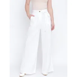 Oxolloxo White Cotton Regular Fit High Rise Pants-picture-22