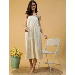 Oxolloxo White Regular Fit Solid Dress-picture-27