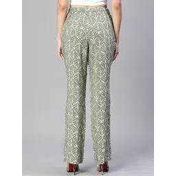 Oxolloxo Women Floral Printed Relaxed Loose Fit Easy Wash Trousers image 5