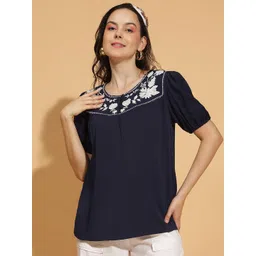 Oxolloxo Women Floral Printed Round Neck Cotton Top-picture-11