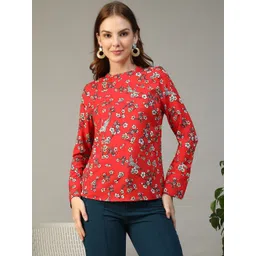 Oxolloxo Women Floral Printed Round Neck Long Sleeve Top-picture-15