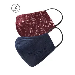 Oxolloxo Women Pack Of 2 Printed 3-Ply Celeste Reusable Cloth Masks-picture-14