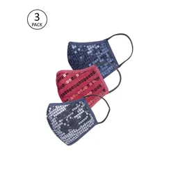 Oxolloxo Women Pack of 3 Sequined 3-Ply Outdoor Cloth Masks-picture-25
