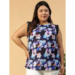 Oxolloxo Women Plus Size Abstract Printed Round Neck Cap Sleeves Top-picture-21