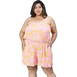 oxolloxo Women Plus Size Floral Print Elasticated Off-Shoulder Beachwear Playsuit-picture-11