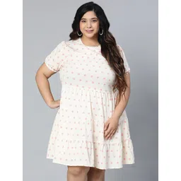 Oxolloxo Women Plus Size Off White Crepe Dress-picture-24