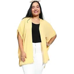 oxolloxo Women Plus Size Rayon Crepe Lace Detailed Shrug-picture-30