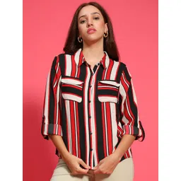 Oxolloxo Women Striped Georgette Top-image-30