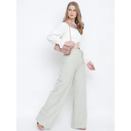 Oxolloxo Women White Off-Shoulder Smocked Wrap Crop Top-picture-21