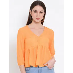 Oxolloxo Women Yellow Solid Empire Top-picture-39