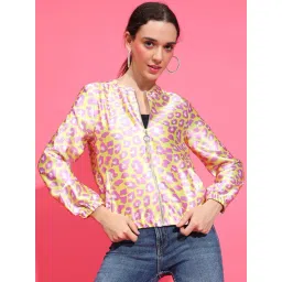 Oxolloxo Yellow & Pink Printed Bomber Jacket-picture-42